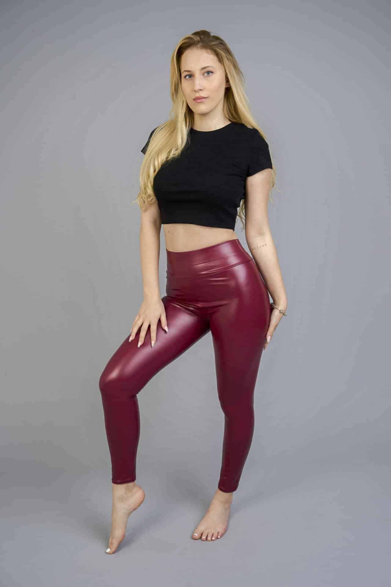 Dámske dlhé legíny, umelá koža – 103